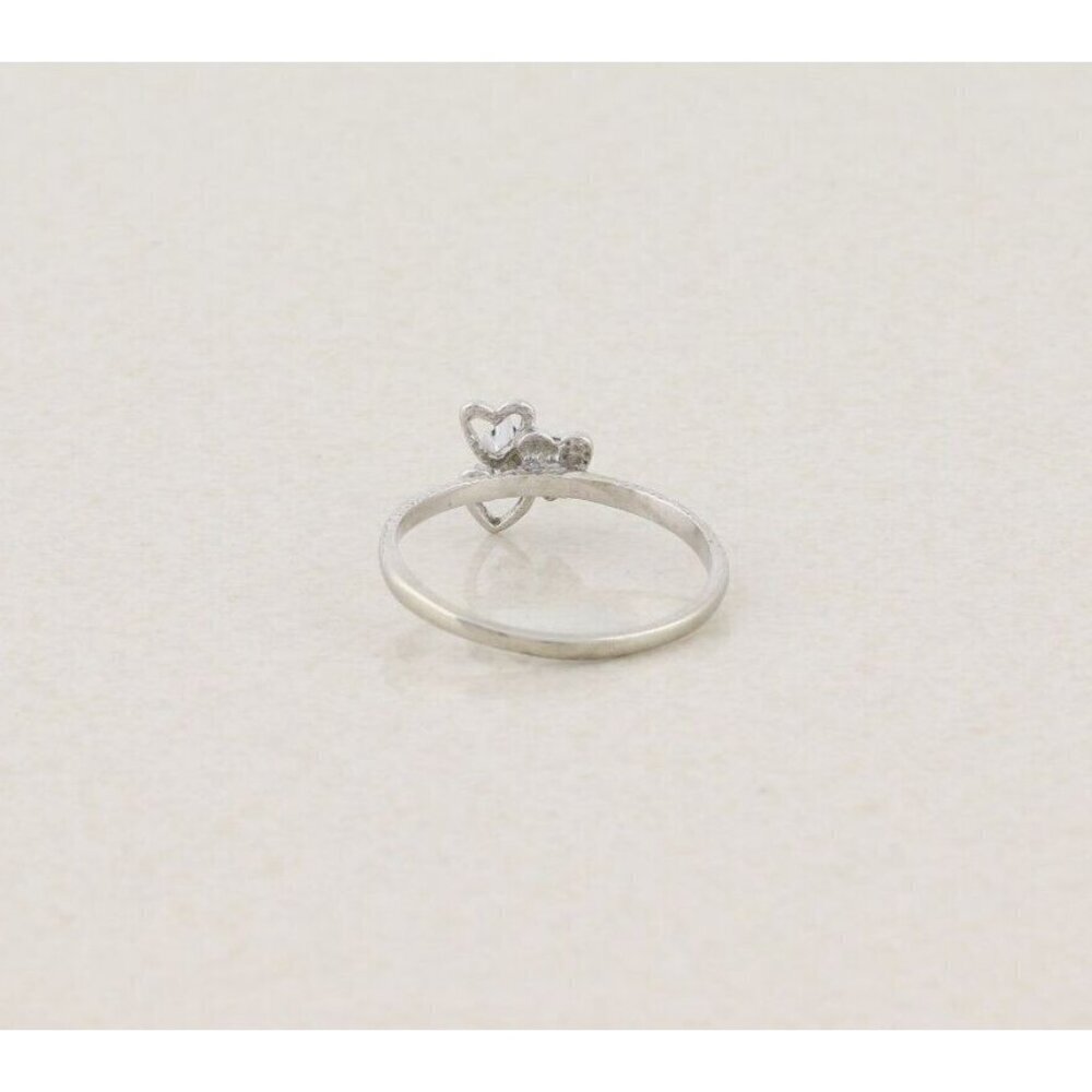 14k White Gold Heart Ring Blue Cubic Zirconia High Setting Size 6 1/4 - Picture 8 of 8